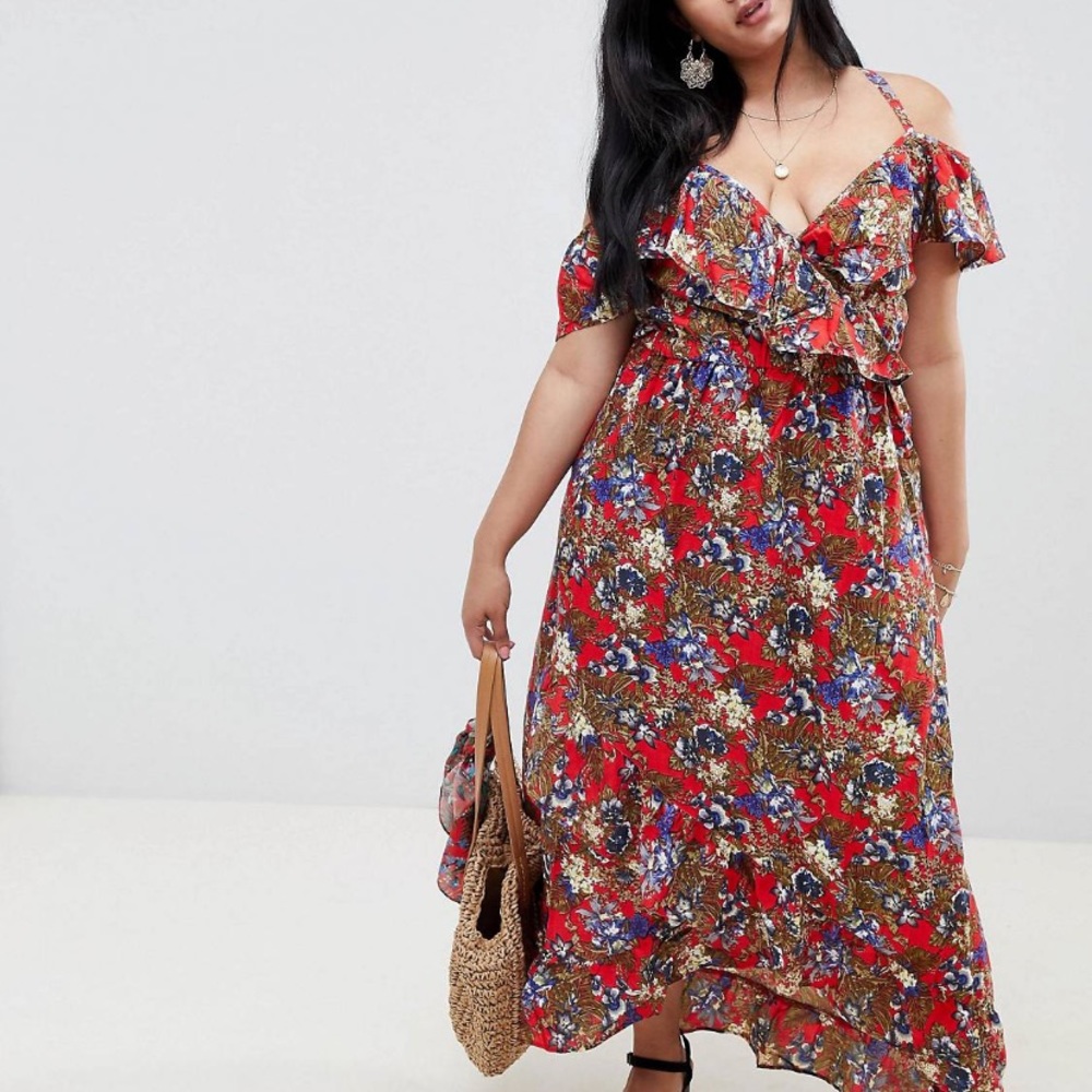 NVME Floral wrap front maxi dress